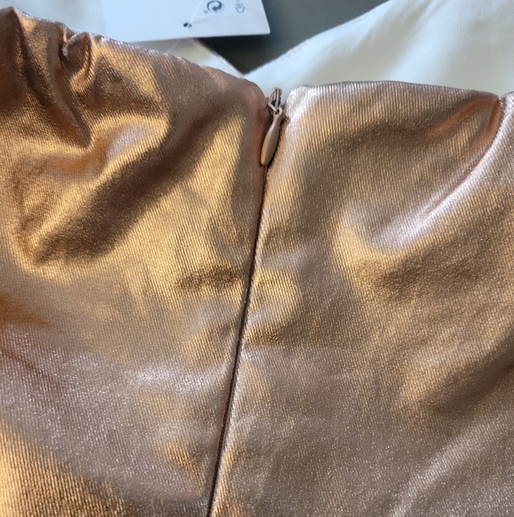 NWT Zara Rose Gold Strapless Metallic Sweetheart Mini Dress + Built In Shorts XS - Picture 12 of 16